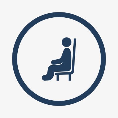 Erkek avatar oturma sandalye düz simgesi, vektör, illüstrasyon  