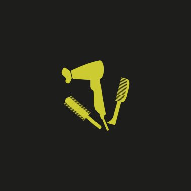 minimalist vektör simgesi saç kurutma makinesi ve fırçalar