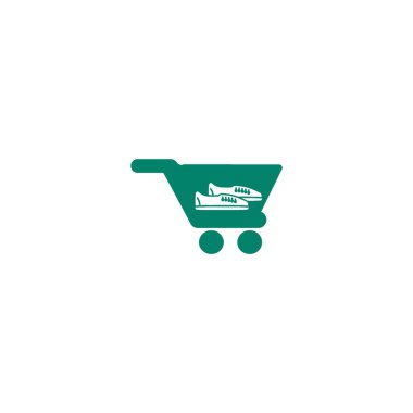 alışveriş sepeti spor ayakkabı, vektör çizim ile minimalist simgesi