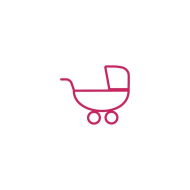 Çocuk arabası düz stil ikonu, vektör çizim  