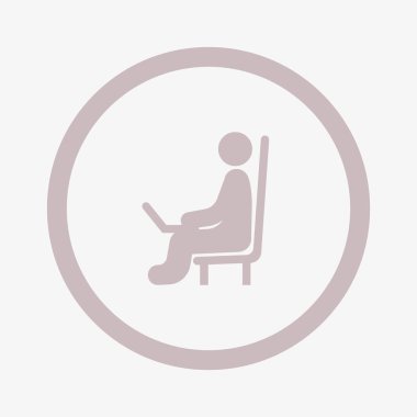 çalışma alanı düz simgesi, vektör, illüstrasyon laptop ile erkek avatar 