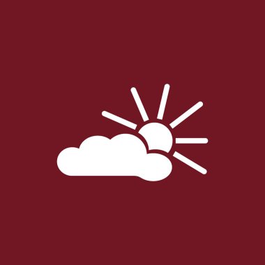 Güneş ve bulut düz simgesi, vektör çizim 