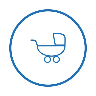 Çocuk arabası düz stil ikonu, vektör çizim  