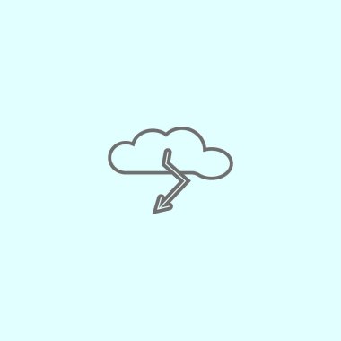 bulut yıldırım düz simgesi, vektör, illüstrasyon 
