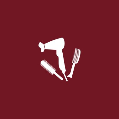 minimalist vektör simgesi saç kurutma makinesi ve fırçalar