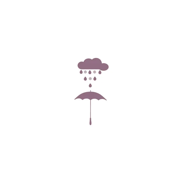 Umbrella Rainy Cloud Flat Style Icon Vector Illustration — Stock Vector