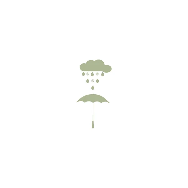 Parapluie Avec Icône Style Plat Nuage Pluvieux Illustration Vectorielle — Image vectorielle