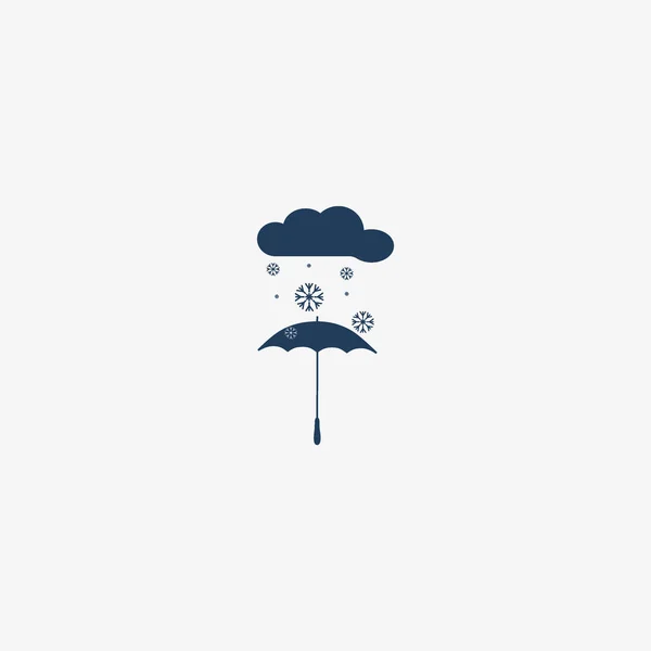 Deštník Bělostných Mraků Ploché Styl Ikon Vektorové Ilustrace — Stockový vektor