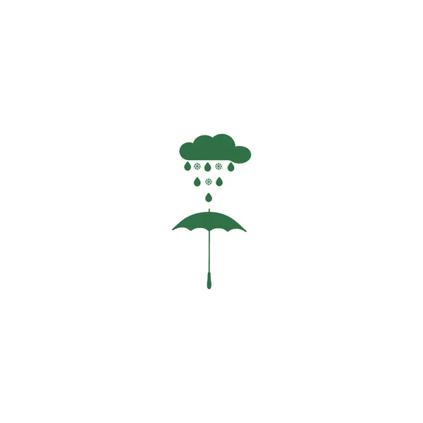 Parasol Ikona Płaski Deszczowe Chmury Ilustracji Wektorowych — Wektor stockowy