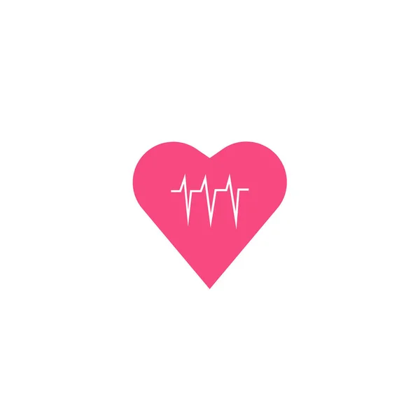 Hjärtikonen Kardiogram Platt Vektor Illustration — Stock vektor