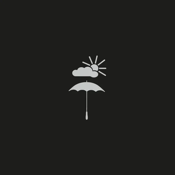 Ομπρέλα Ήλιο Και Σύννεφο Επίπεδη Στυλ Εικονίδιο Εικονογράφηση Διάνυσμα — Διανυσματικό Αρχείο