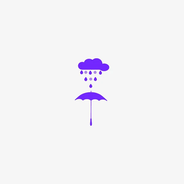 Umbrella Rainy Cloud Flat Style Icon Vector Illustration — Stock Vector