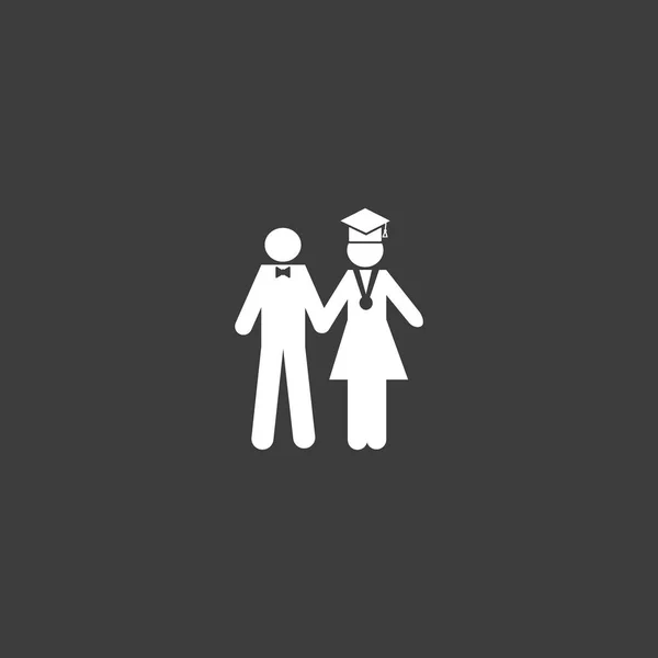 Minimalistic Vector Icon Bachelor Man Woman Standing Together — Stock Vector