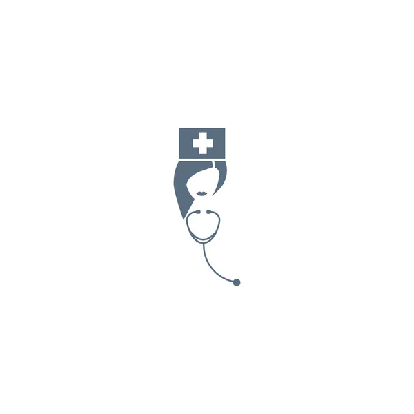 Nurse Avatar Stethoscope Flat Icon Vector Illustration — Stock Vector