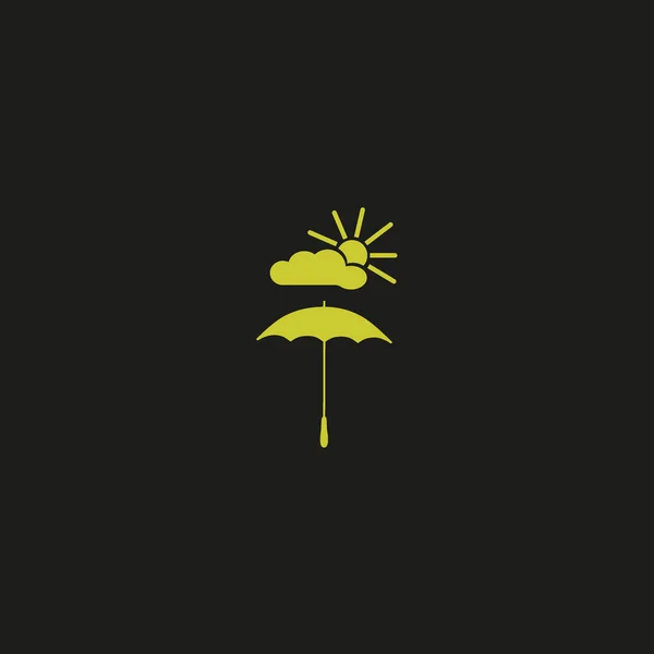 Paraguas Con Sol Nube Icono Estilo Plano Ilustración Vectorial — Vector de stock