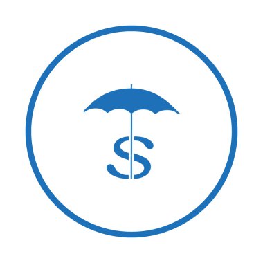 şemsiye doları sembolü düz stil ikonu, vektör çizim ile  