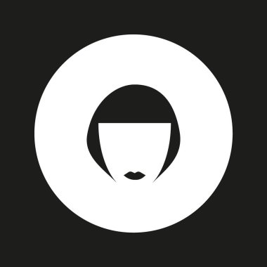 kadın baş kısa saç modeli ile minimalist vektör simgesi