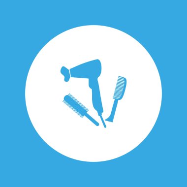 minimalist vektör simgesi saç kurutma makinesi ve fırçalar