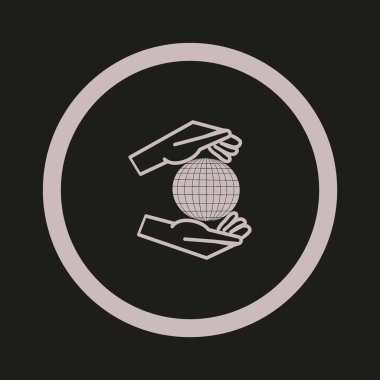 Dünya, insan elleriyle kaydetmek çevre basit simge vektör çizim