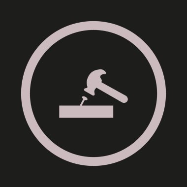 isabet tırnak düz simgesi, vektör, illüstrasyon çekiç