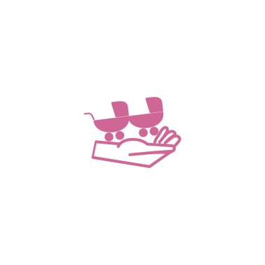 el düz stil simgesi, vektör çizim üzerinde iki bebek arabası  