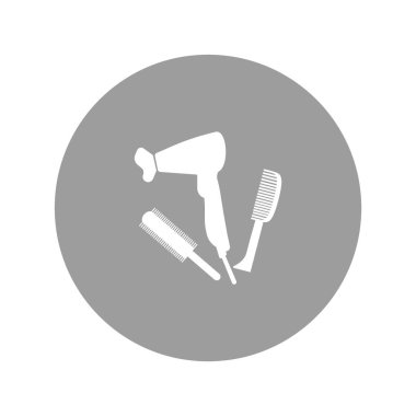 minimalist vektör simgesi saç kurutma makinesi ve fırçalar