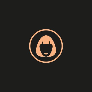 kadın baş kısa saç modeli ile minimalist vektör simgesi