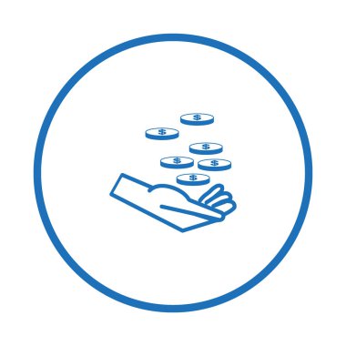 El paralar düz simgesi, vektör, illüstrasyon, sadaka kavramı ile 