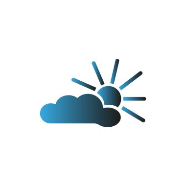 Güneş ve bulut düz simgesi, vektör çizim 