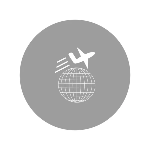 Icône Vectorielle Minimaliste Globe Avec Des Avions — Image vectorielle