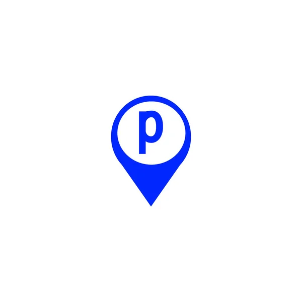 駐車場サイン フラット スタイル アイコン ベクトル図を持つポインターをマップします — ストックベクタ
