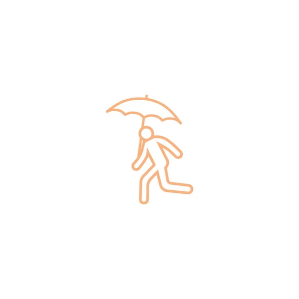有伞简单图标的跑步男子剪影 — 图库矢量图片