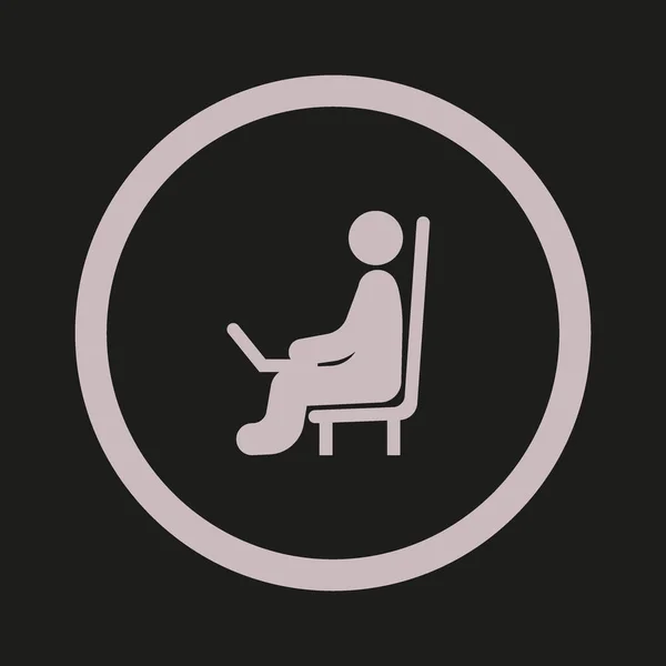 Avatar Masculin Avec Ordinateur Portable Sur Icône Plate Lieu Travail — Image vectorielle