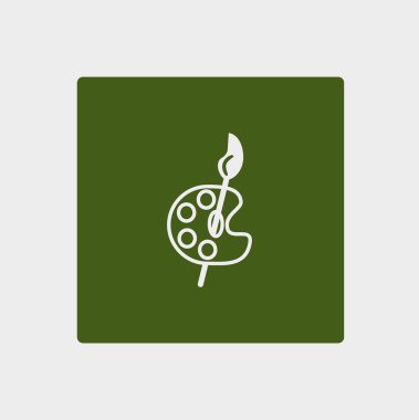 Ressam paleti fırça düz simgesi, vektör, illüstrasyon 