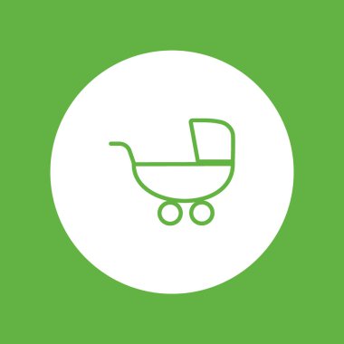 Çocuk arabası düz stil ikonu, vektör çizim  