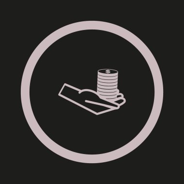 El paralar düz simgesi, vektör, illüstrasyon, sadaka kavramı ile 