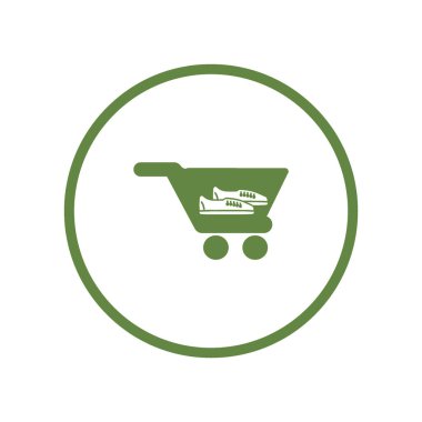 alışveriş sepeti spor ayakkabı, vektör çizim ile minimalist simgesi