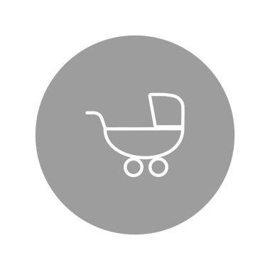 Çocuk arabası düz stil ikonu, vektör çizim  