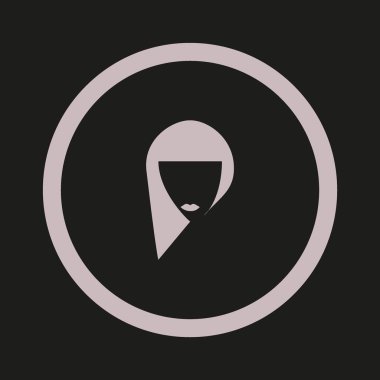 kadın kafa uzun saç modeli ile minimalist vektör simgesi