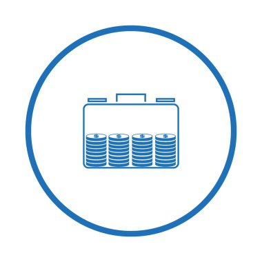 Evrak çantası ile para düz stil ikonu, vektör çizim 