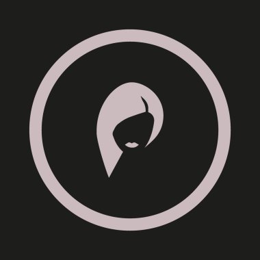 kadın kafa uzun saç modeli ile minimalist vektör simgesi