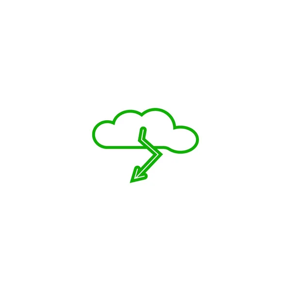 Nube Con Rayo Icono Plano Vector Ilustración — Vector de stock