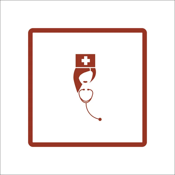 Pielęgniarka Avatar Stetoskop Płaskie Ikona Wektor Ilustracja — Wektor stockowy