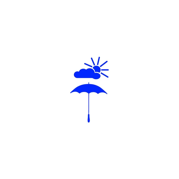 Umbrella Sun Cloud Flat Style Icon Vector Illustration — Stock Vector