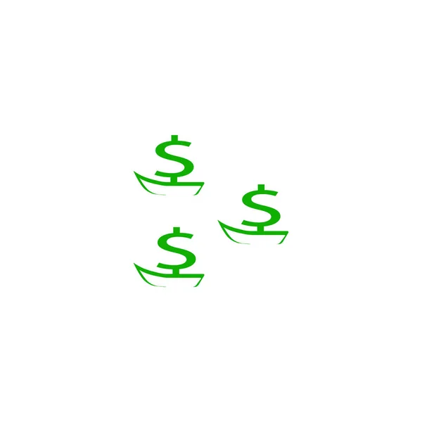 Ensemble Bateaux Avec Des Signes Dollar Comme Voiles Illustration Vectorielle — Image vectorielle
