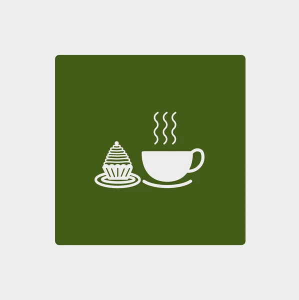 Stück Kuchen Und Tasse Tee Vektorillustration — Stockvektor