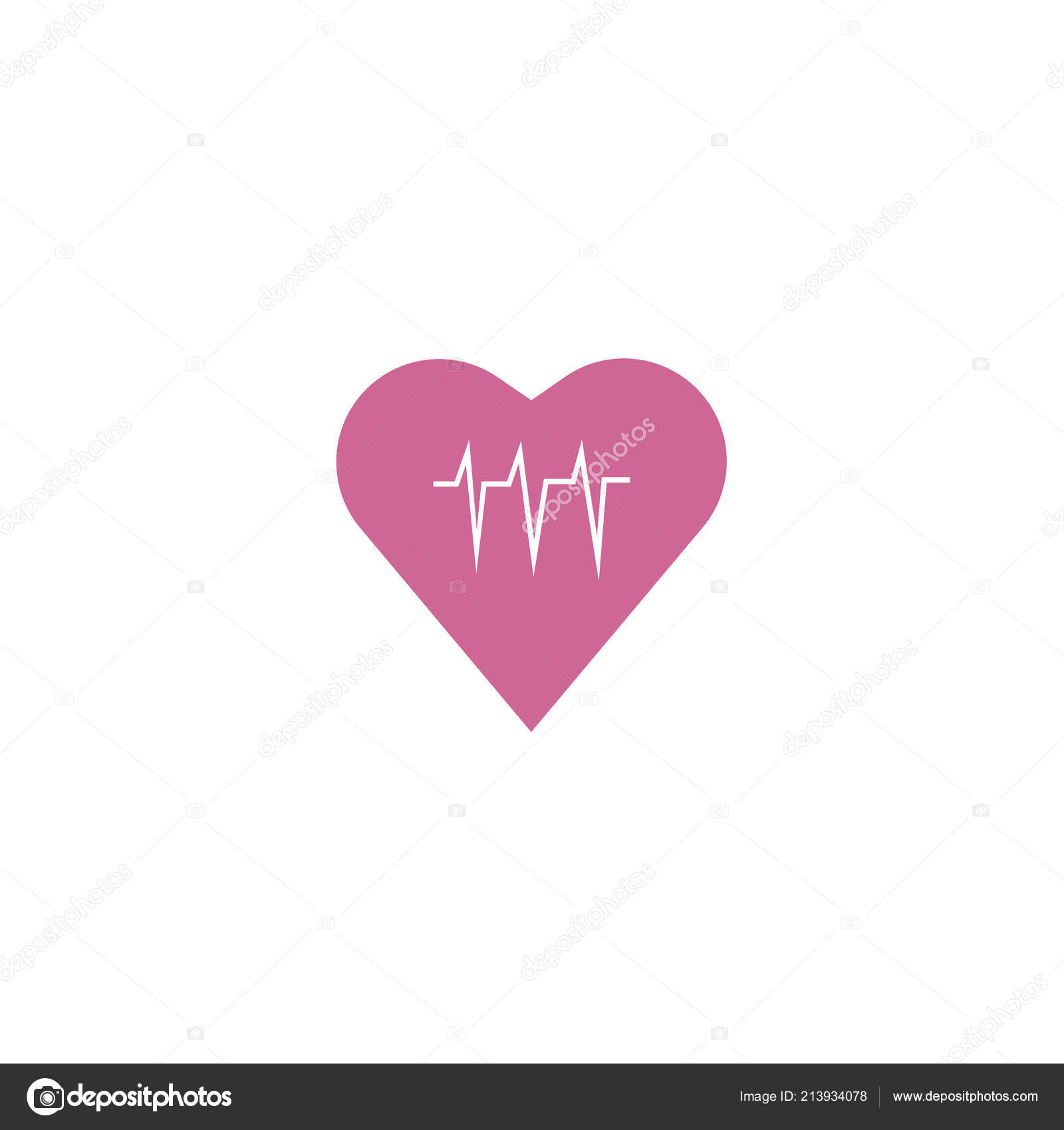 心臓心電図フラット アイコン ベクトル イラスト ストックベクター