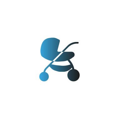 Çocuk arabası düz stil ikonu, vektör çizim  