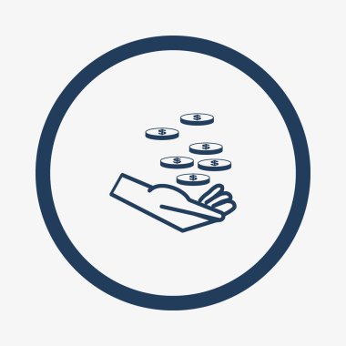 El paralar düz simgesi, vektör, illüstrasyon, sadaka kavramı ile 