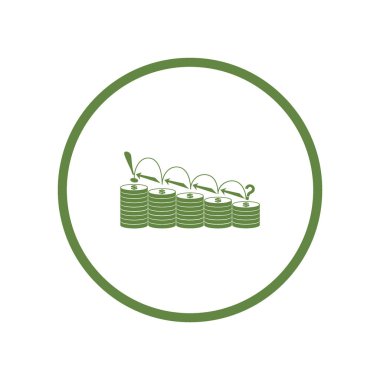 ünlem işareti sikke yığını üzerinde düz stil ikonu, vektör çizim  